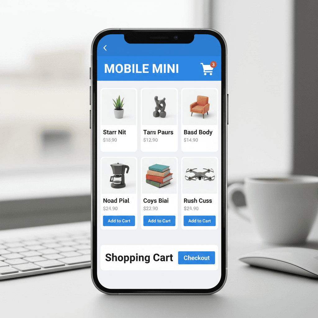 Mini e-commerce store product display interface