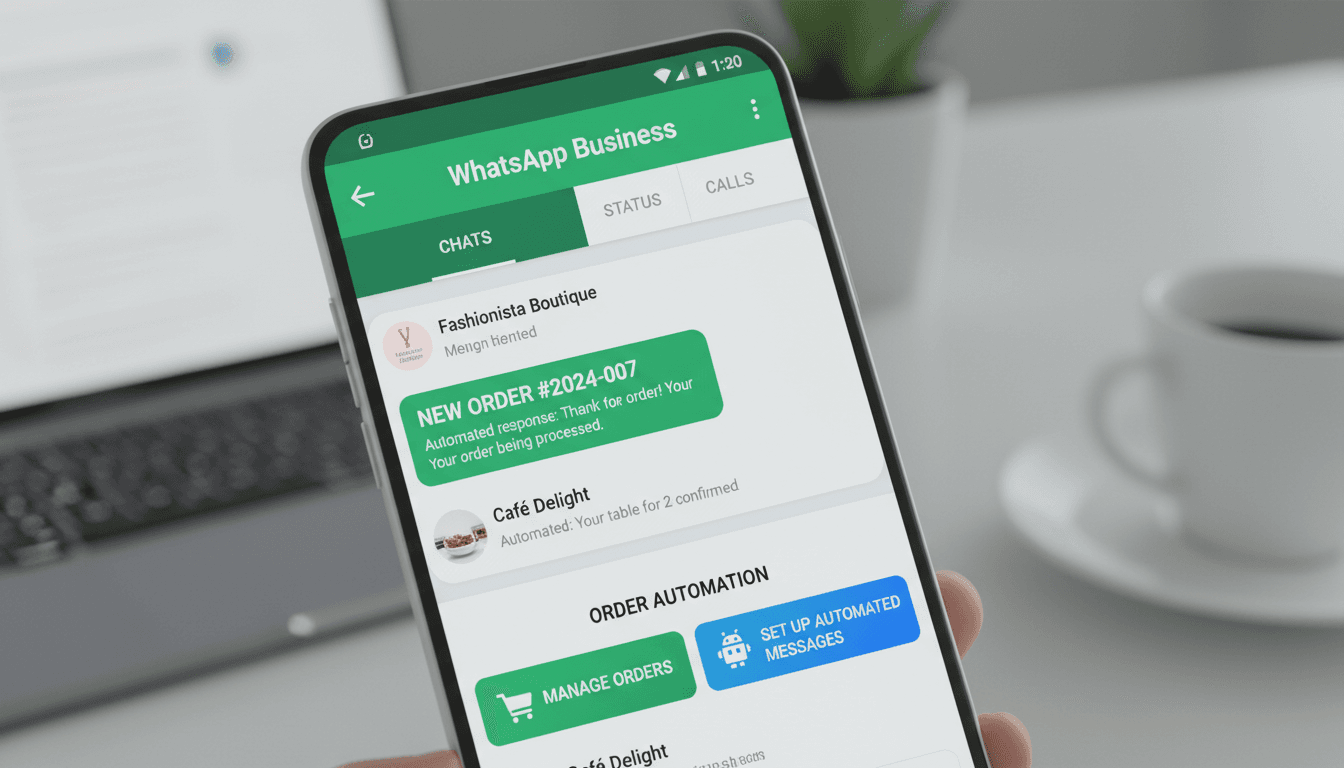 WhatsApp business system displaying automated customer conversations