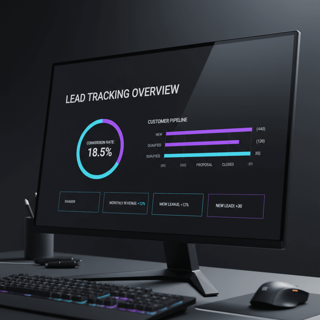 FASHSYST business automation dashboard with AI-powered metrics and workflow visualization